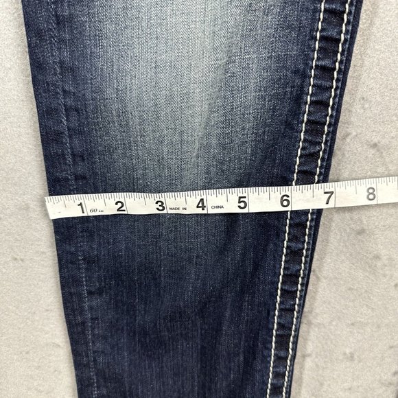 Miss Me Jeans Sz 27 Rhinestone Sequin Signature Crop Leg Blue Embroidered Bling - Picture 6 of 12